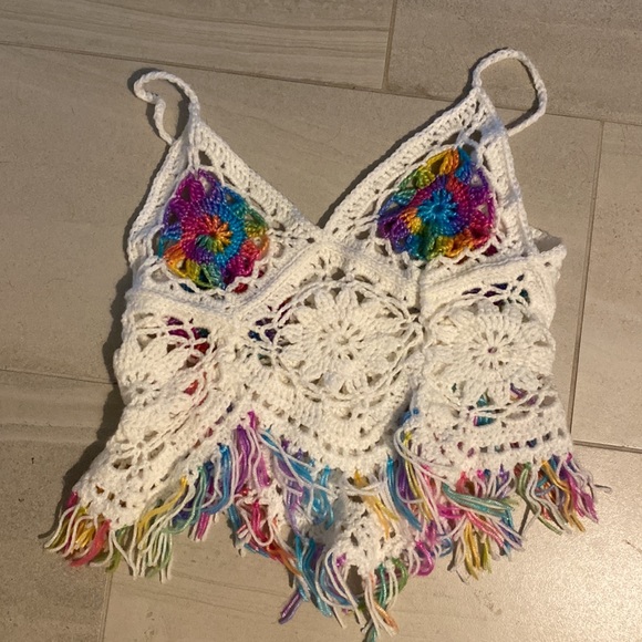 π³οΈβπ hand crocheted pride granny square coverup size small to medium π³οΈβπ - Picture 2 of 4